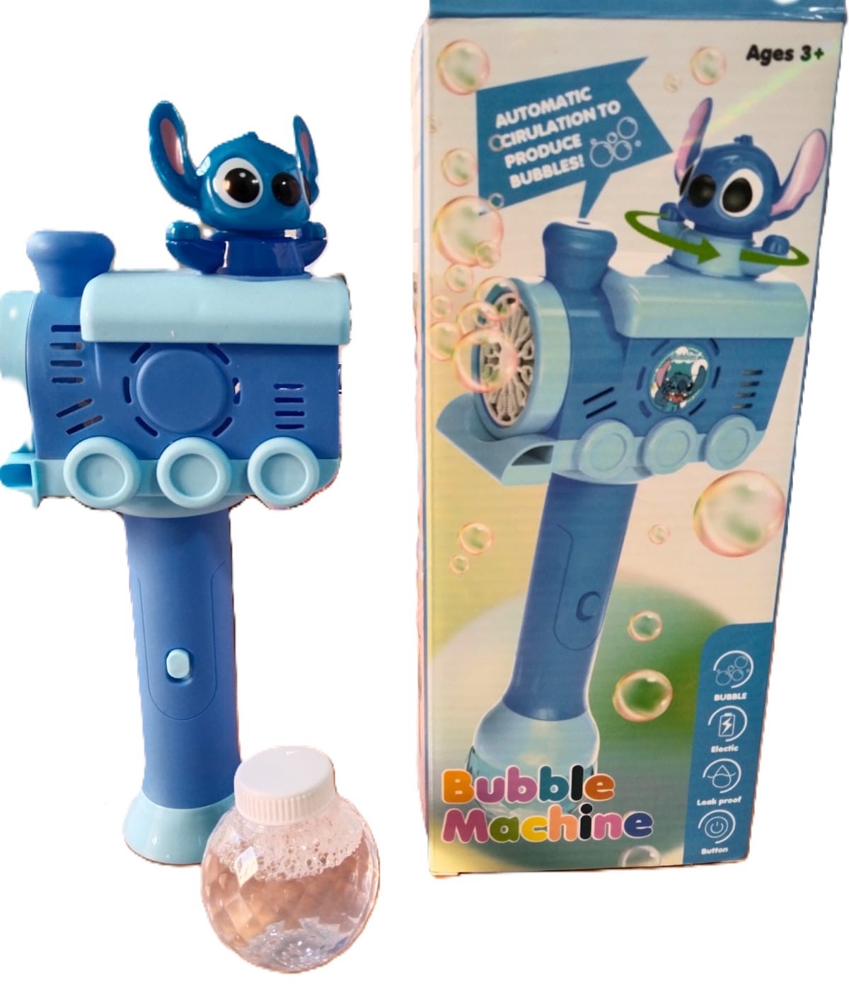 ماكينة فقاعات ستيتش أوتوماتيكية مع بطاريات، تدور 360 درجة - 3